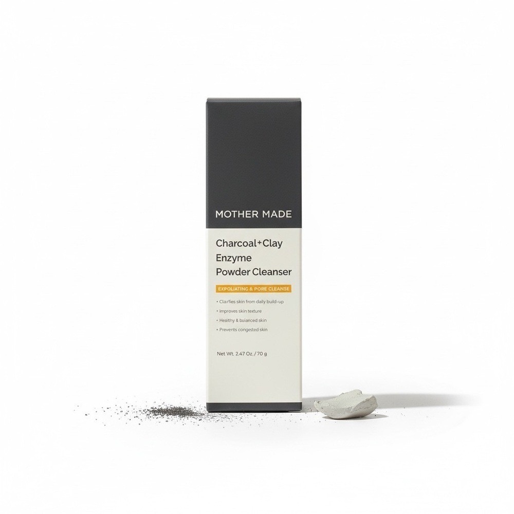 MOTHER Made Charcoal + Clay‎ Enzyme Powder Cleanser - Black and White